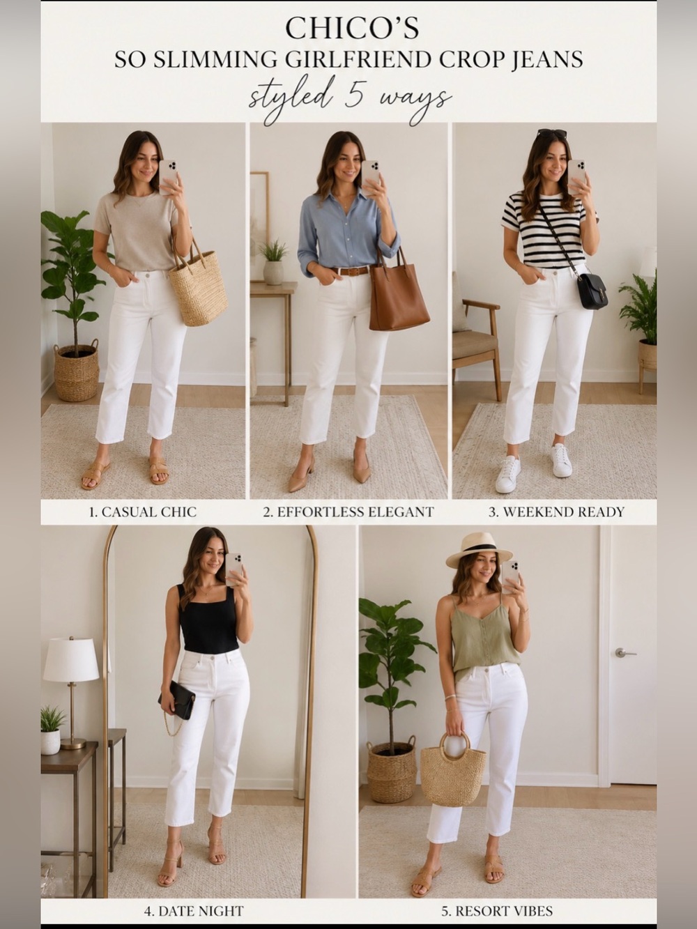 Chico's So Slimming Girlfriend Crop White Straight-Leg Jeans